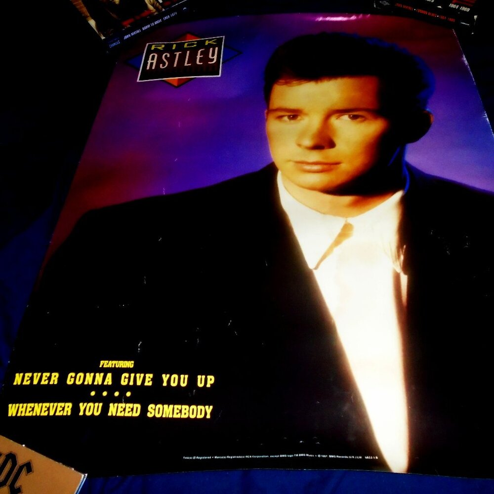 rick astley whenever you need somebody RARE 1987 RCA promo poster - dance club